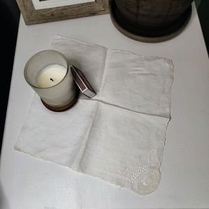 Vintage White Handkerchief Rose Flower Cutwork